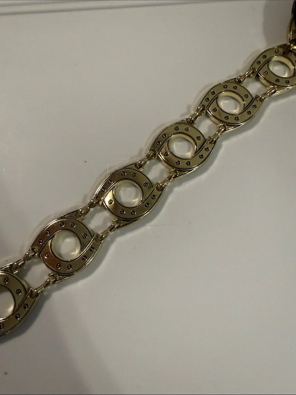 Black Leather Concho Belt Size 40 Gold Tone Studded Western Boho 44”